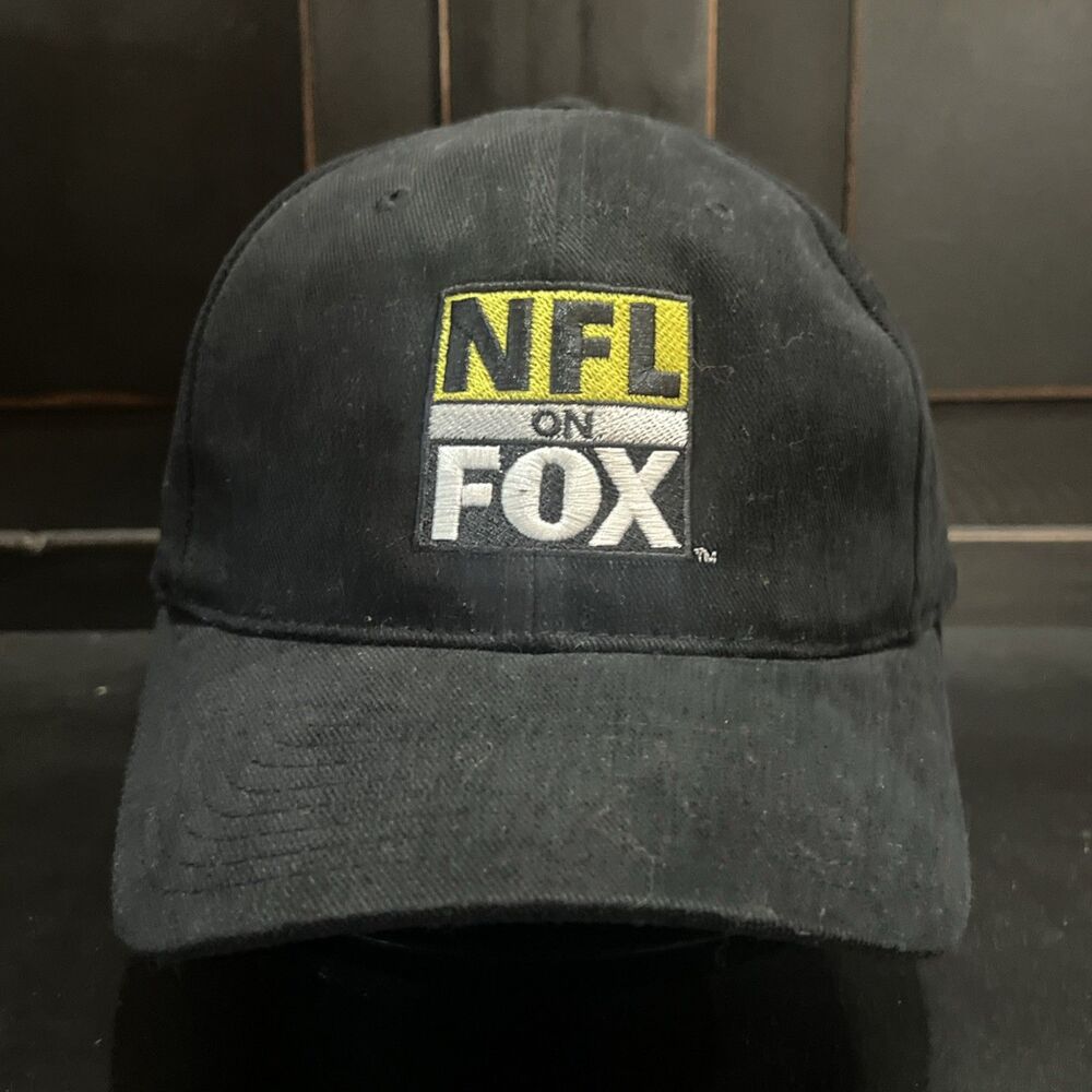 Vintage 90s Fox Sports NFL On Fox Promo Strapback Hat Black Made in Vietnam